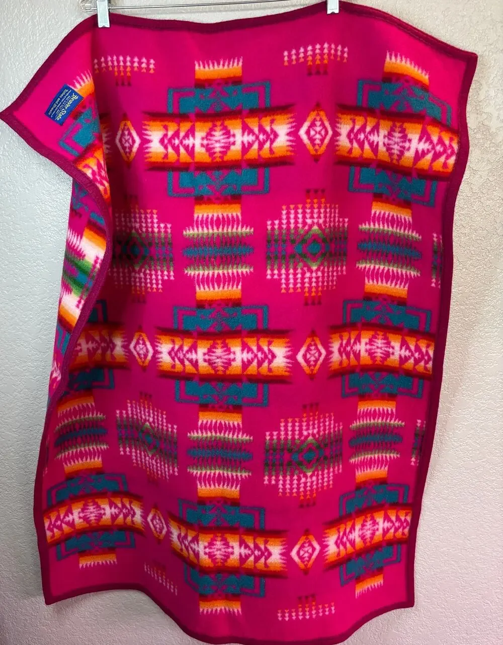 Vintage Pendleton Chief Joseph Pink Wool Muchacho Baby Crib Blanket Beaver State
